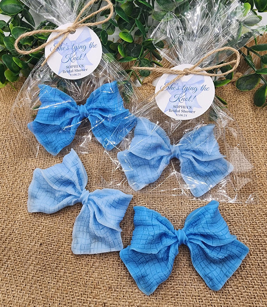 Dusty Blue Bow Baby Shower Soap Favors She's Tying The Knot Bridal Shower Wedding Decor Elegant Keepsakes Gifts For Guest Sweet 16 Birthday