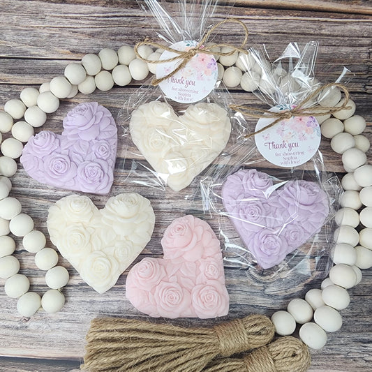 Rose Heart Shaped Soap Favors Baby Shower Wedding Shower Gift For Guests Wildflower Bridesmaid Gift Floral Rose Mothers Day Valentine's Day
