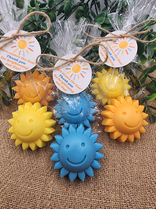 Sun baby shower soap favors sunshine soap here comes the son soap baby shower sun favors birthday party gift you are my sunshine