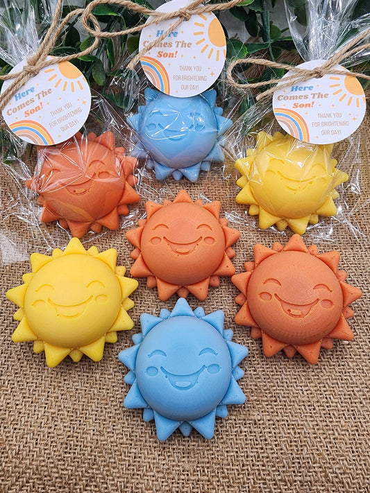Sun baby shower soap favors sunshine soap here comes the son soap baby shower sun favors birthday party gift you are my sunshine