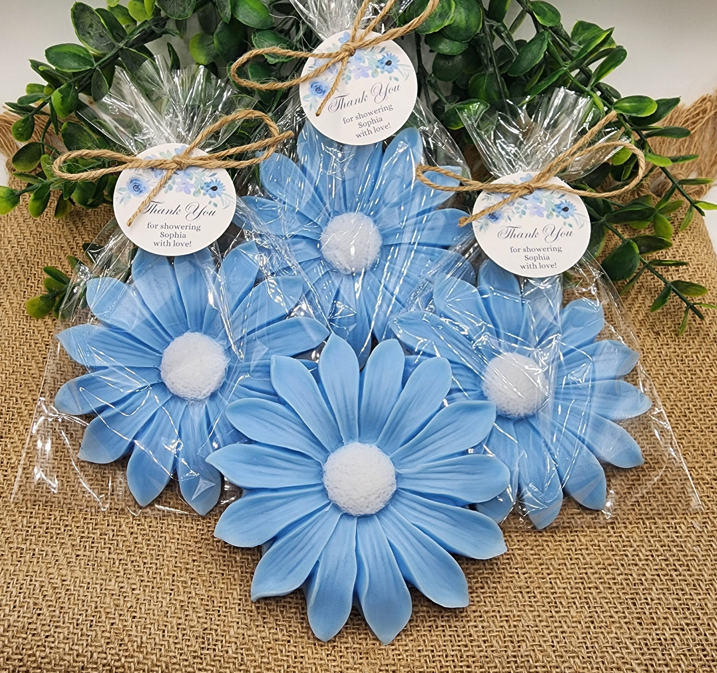 Dusty Blue Flower Soap Favors Baby Shower Something Blue Floral Bridal Shower Decor Baby In Bloom Theme Large Daisy Party Favors Guest Gift