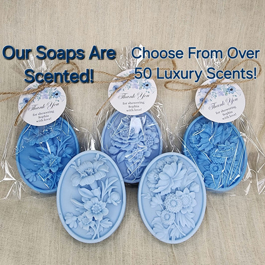 Dusty Blue Flower Soap Favors Baby Shower Something Blue Floral Bridal Shower Decor Baby In Bloom Theme Elegant Floral Lace Decorations
