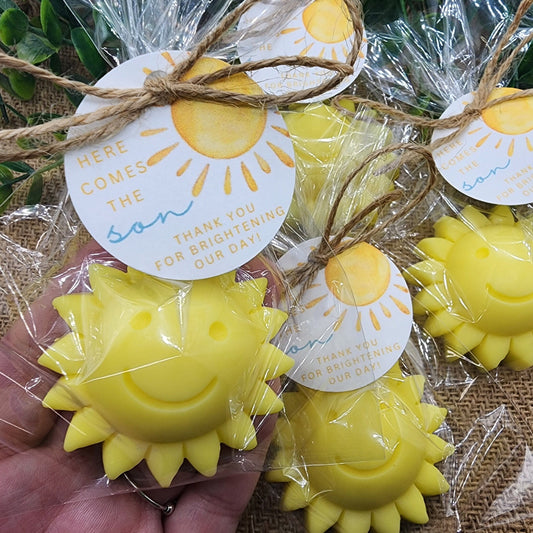Sun baby shower soap favors sunshine soap here comes the son soap baby shower sun favors birthday party gift you are my sunshine