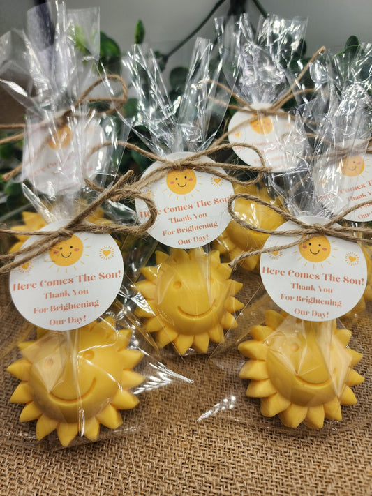Sun baby shower soap favors sunshine soap here comes the son soap baby shower sun favors birthday party gift you are my sunshine