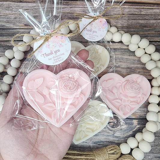 Heart Shaped Soap Favors Baby Shower Wedding Shower Gift For Guests Bridesmaid Gift Floral Rose Gift For Mothers Day Valentine's Day
