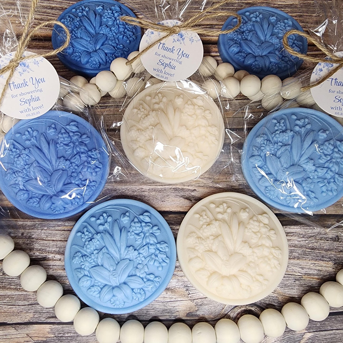 Dusty Blue Flower Soap Favors Baby Shower Something Blue Floral Bridal Shower Decor Baby In Bloom Theme Elegant Floral Lace Decorations