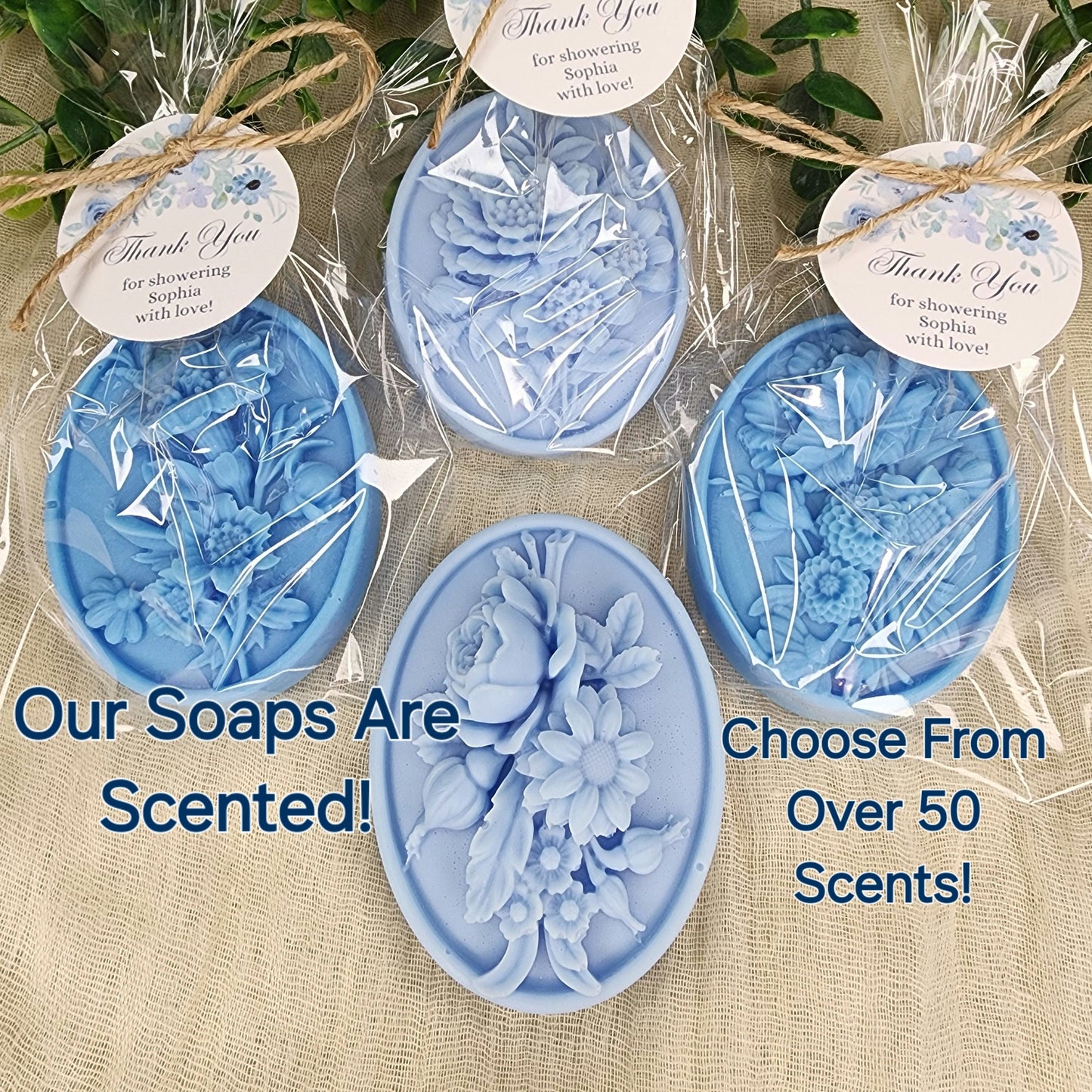 Dusty Blue Flower Soap Favors Baby Shower Something Blue Floral Bridal Shower Decor Baby In Bloom Theme Elegant Floral Lace Decorations