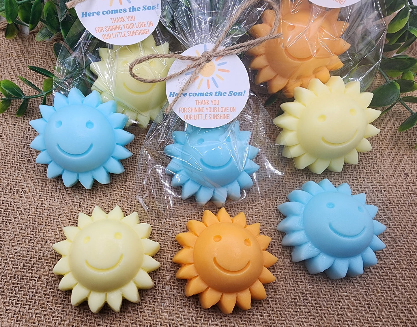 Sun baby shower soap favors sunshine soap here comes the son soap baby shower sun favors birthday party gift you are my sunshine