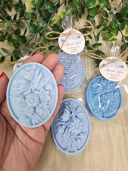 Dusty Blue Flower Soap Favors Baby Shower Something Blue Floral Bridal Shower Decor Baby In Bloom Theme Elegant Floral Lace Decorations