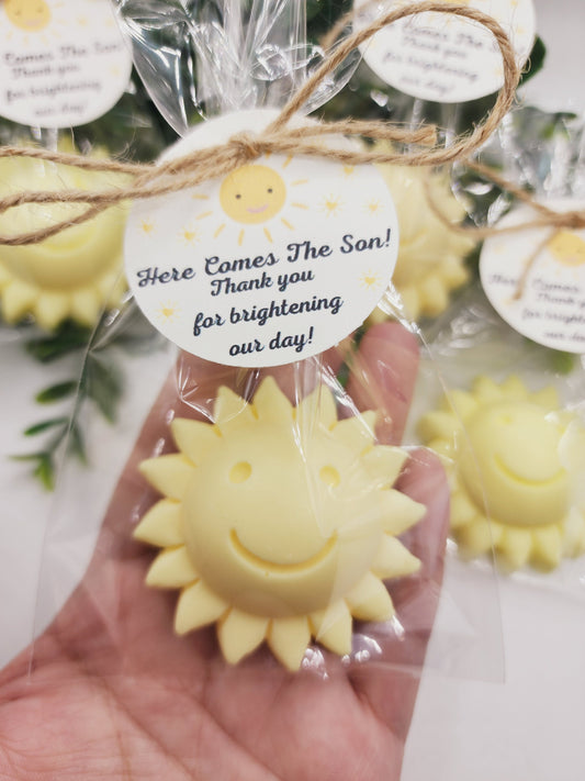 Sun baby shower soap favors sunshine soap here comes the son soap baby shower sun favors birthday party gift you are my sunshine