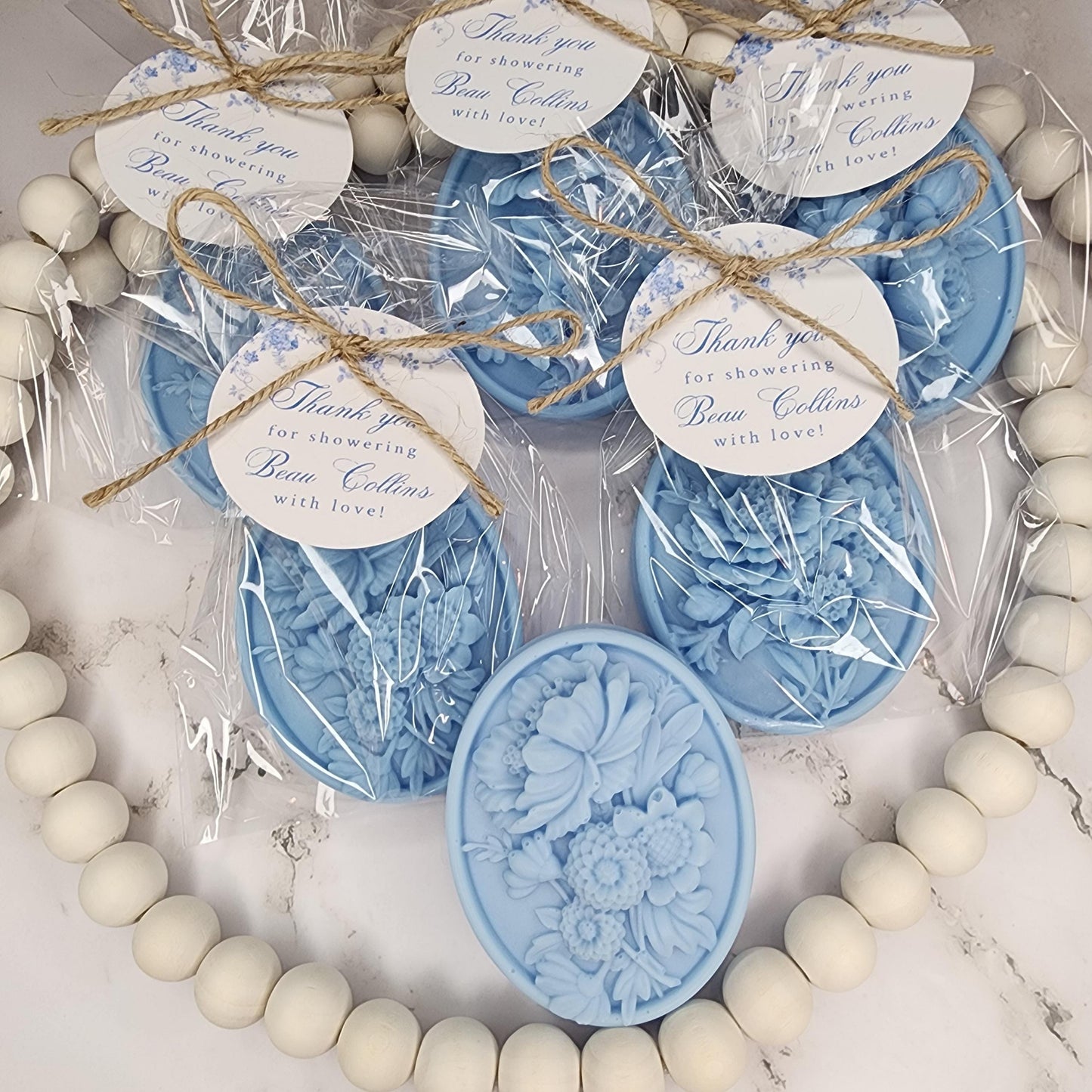 Dusty Blue Flower Soap Favors Baby Shower Something Blue Floral Bridal Shower Decor Baby In Bloom Theme Elegant Floral Lace Decorations