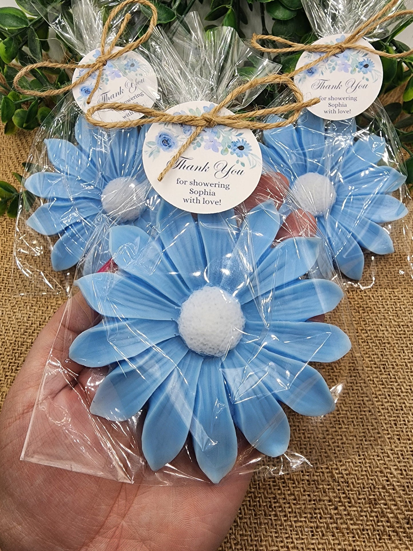 Dusty Blue Flower Soap Favors Baby Shower Something Blue Floral Bridal Shower Decor Baby In Bloom Theme Large Daisy Party Favors Guest Gift