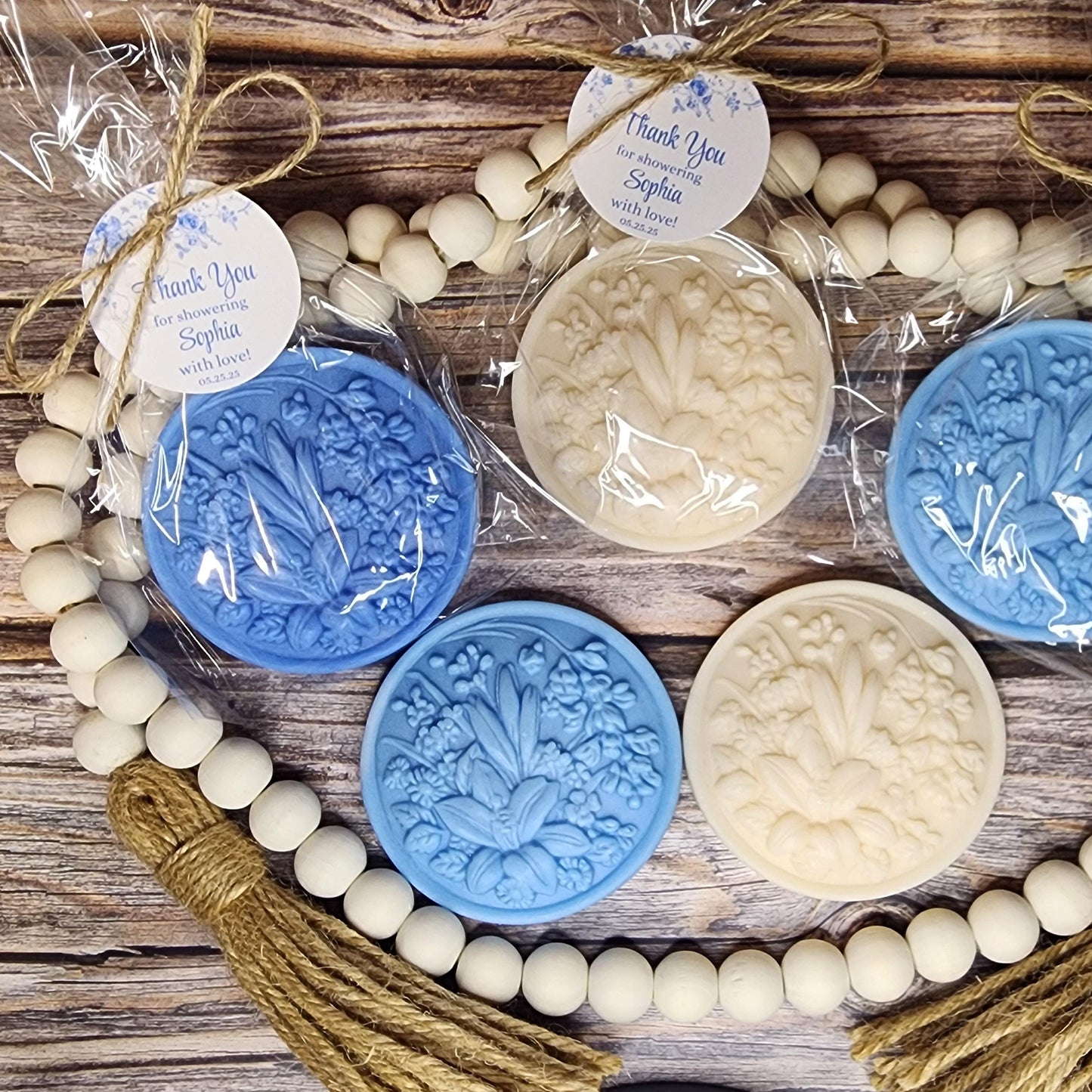 Dusty Blue Flower Soap Favors Baby Shower Something Blue Floral Bridal Shower Decor Baby In Bloom Theme Elegant Floral Lace Decorations