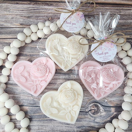 Rose Heart Shaped Soap Favors Baby Shower Wedding Shower Gift For Guests Wildflower Bridesmaid Gift Floral Rose Mothers Day Valentine's Day