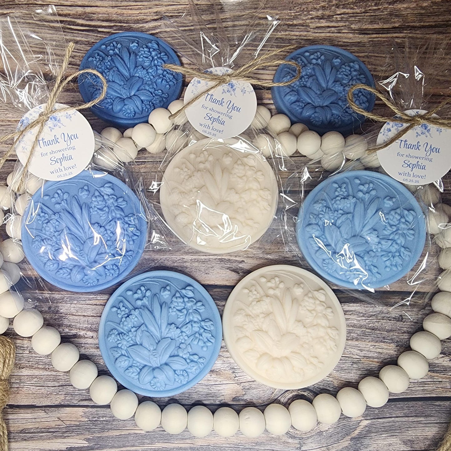 Dusty Blue Flower Soap Favors Baby Shower Something Blue Floral Bridal Shower Decor Baby In Bloom Theme Elegant Floral Lace Decorations