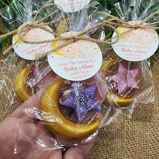 Over the moon soap favors twinkle twinkle little star moon and star soap favors baby shower favors bridal shower favor