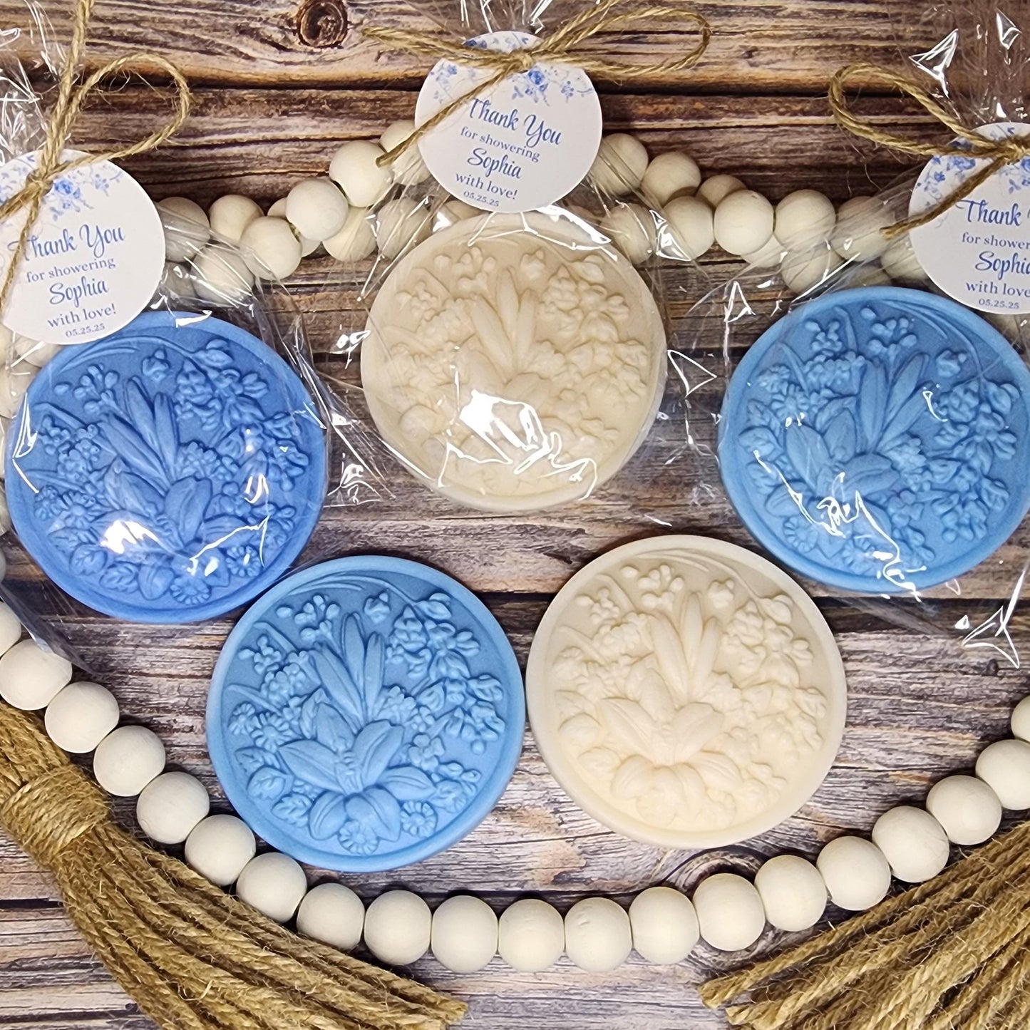 Dusty Blue Flower Soap Favors Baby Shower Something Blue Floral Bridal Shower Decor Baby In Bloom Theme Elegant Floral Lace Decorations