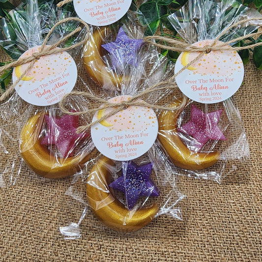 Over the moon soap favors twinkle twinkle little star moon and star soap favors baby shower favors bridal shower favor