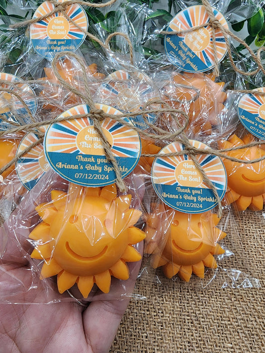 Sun baby shower soap favors sunshine soap here comes the son soap baby shower sun favors birthday party gift you are my sunshine