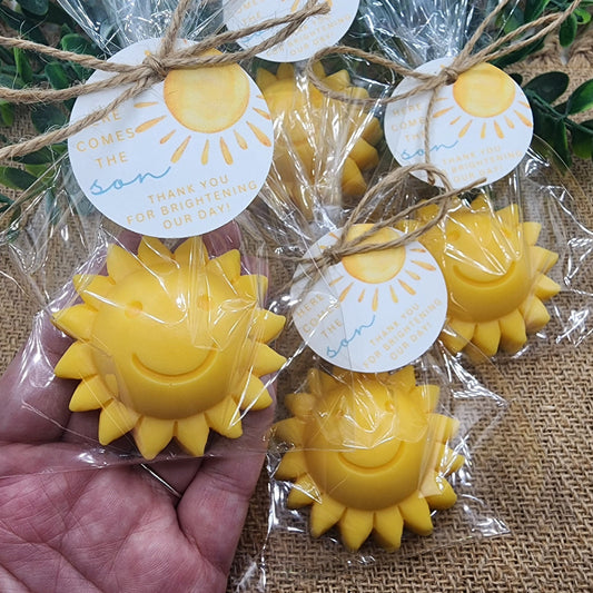 Sun baby shower soap favors sunshine soap here comes the son soap baby shower sun favors birthday party gift you are my sunshine