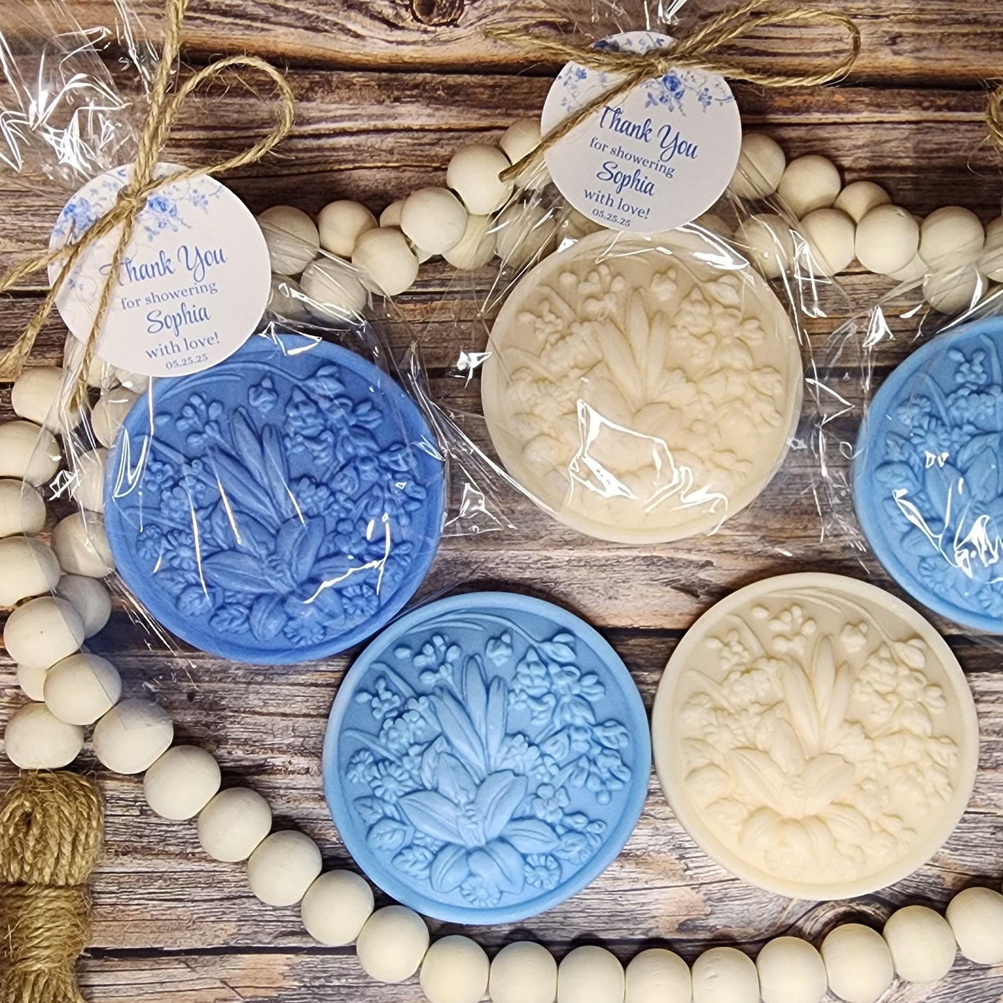Dusty Blue Flower Soap Favors Baby Shower Something Blue Floral Bridal Shower Decor Baby In Bloom Theme Elegant Floral Lace Decorations