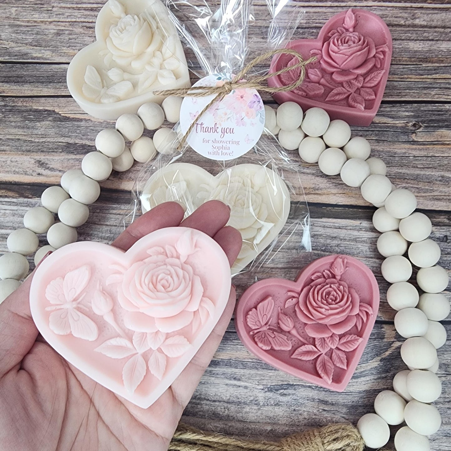 Heart Shaped Soap Favors Baby Shower Wedding Shower Gift For Guests Bridesmaid Gift Floral Rose Gift For Mothers Day Valentine's Day