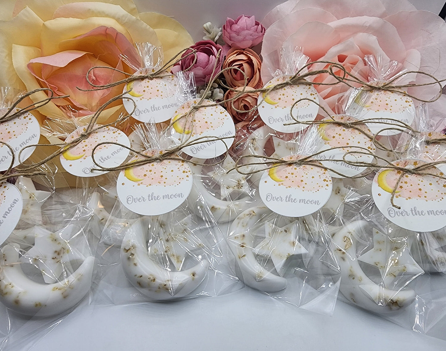 Over the moon soap favors twinkle twinkle little star moon and star soap favors baby shower favors bridal shower favor wedding shower favor