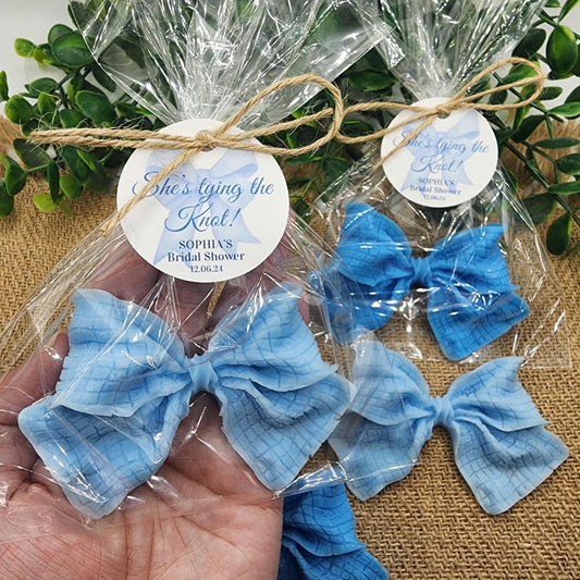 Dusty Blue Bow Baby Shower Soap Favors She's Tying The Knot Bridal Shower Wedding Decor Elegant Keepsakes Gifts For Guest Sweet 16 Birthday
