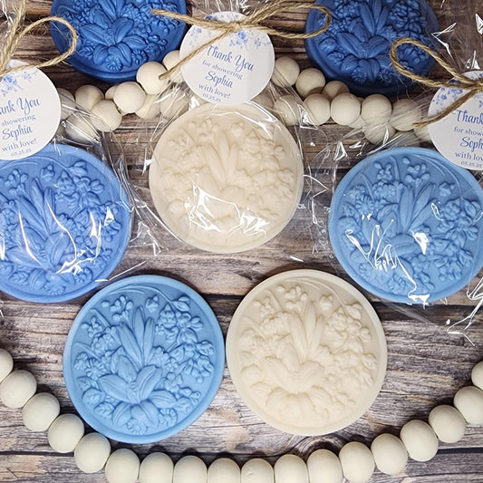Dusty Blue Flower Soap Favors Baby Shower Something Blue Floral Bridal Shower Decor Baby In Bloom Theme Elegant Floral Lace Decorations