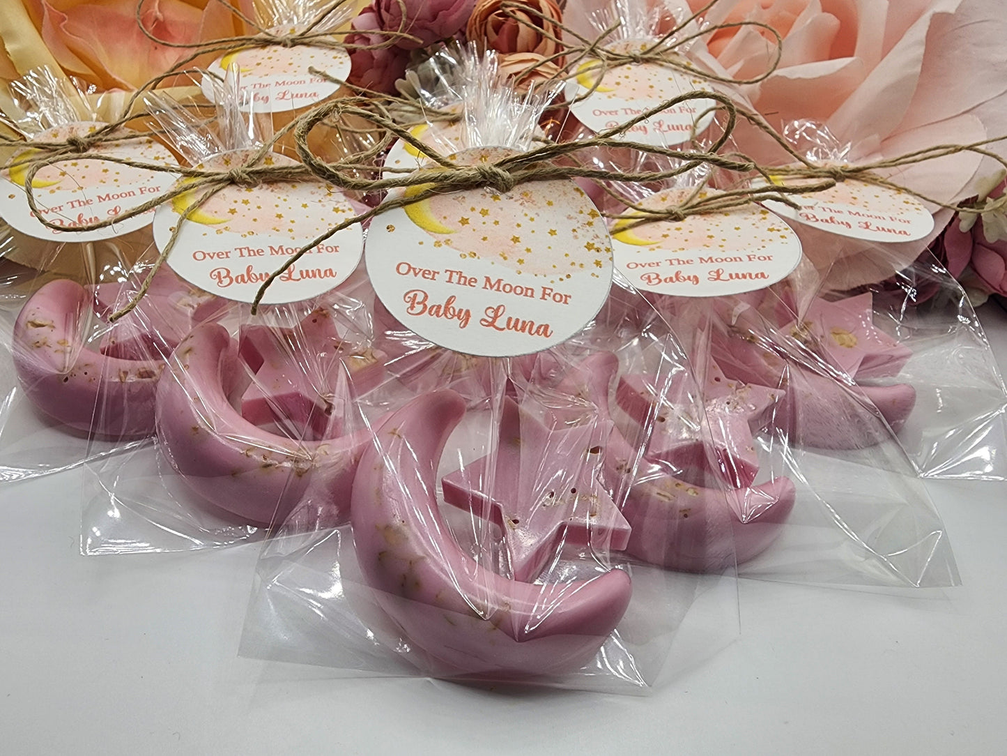 Over the moon soap favors twinkle twinkle little star moon and star soap favors baby shower favors bridal shower favor wedding shower favor