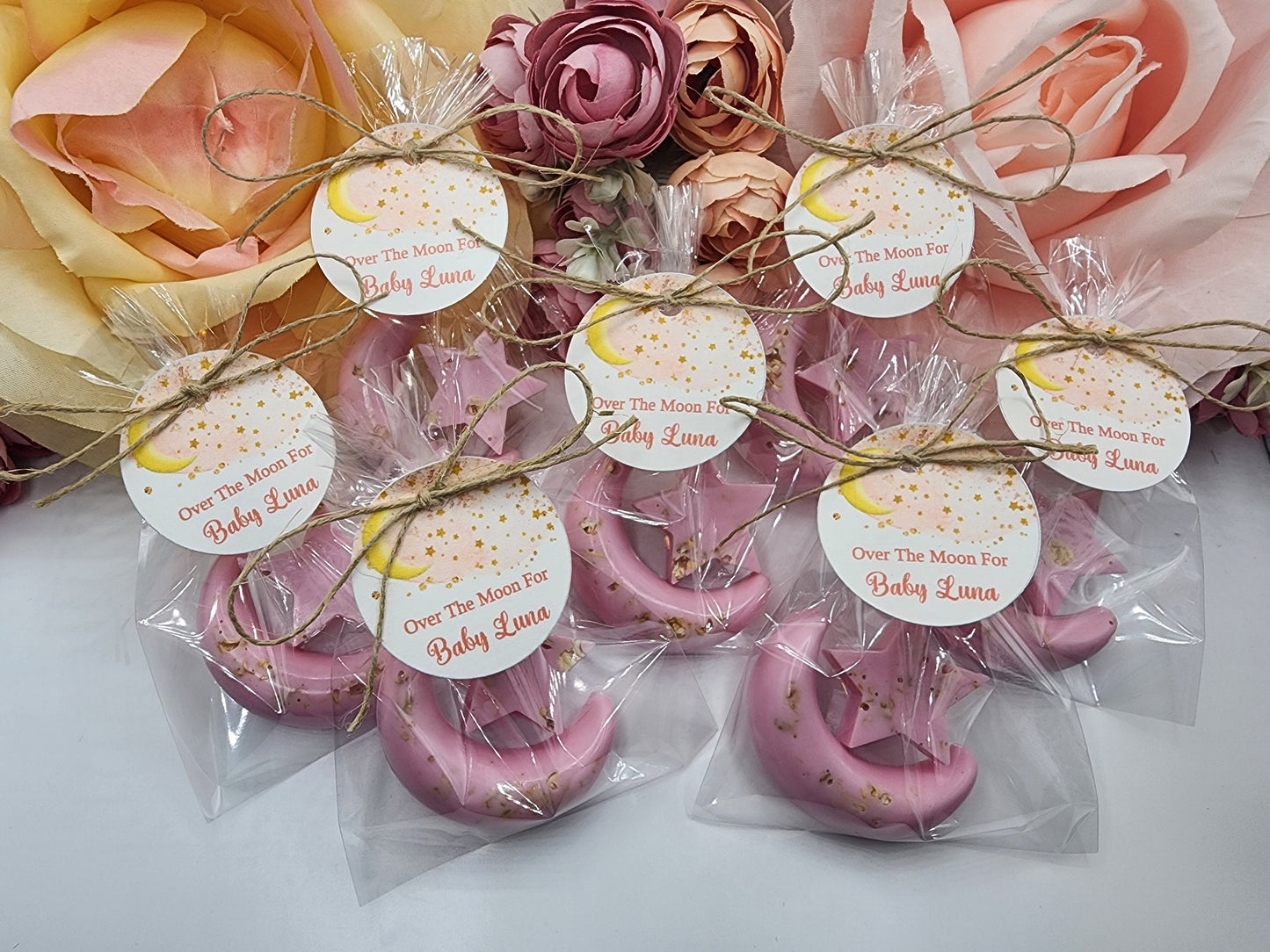 Over the moon soap favors twinkle twinkle little star moon and star soap favors baby shower favors bridal shower favor wedding shower favor