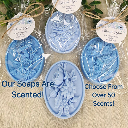 Dusty Blue Flower Soap Favors Baby Shower Something Blue Floral Bridal Shower Decor Baby In Bloom Theme Elegant Floral Lace Decorations
