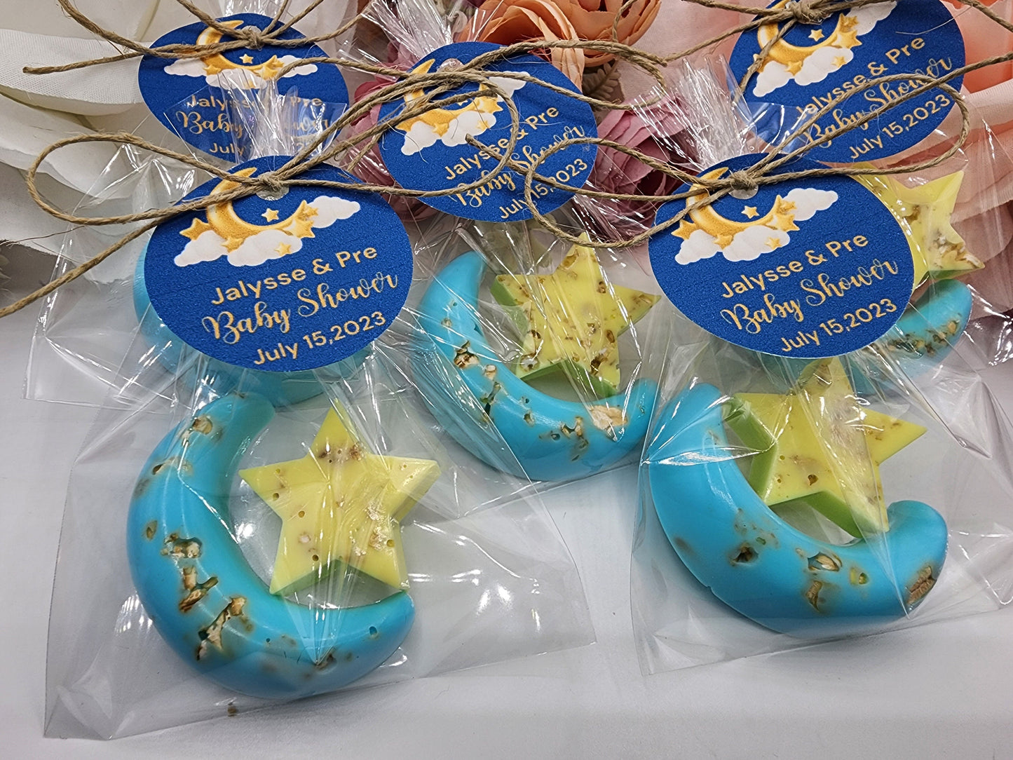 Over the moon soap favors twinkle twinkle little star moon and star soap favors baby shower favors bridal shower favor wedding shower favor