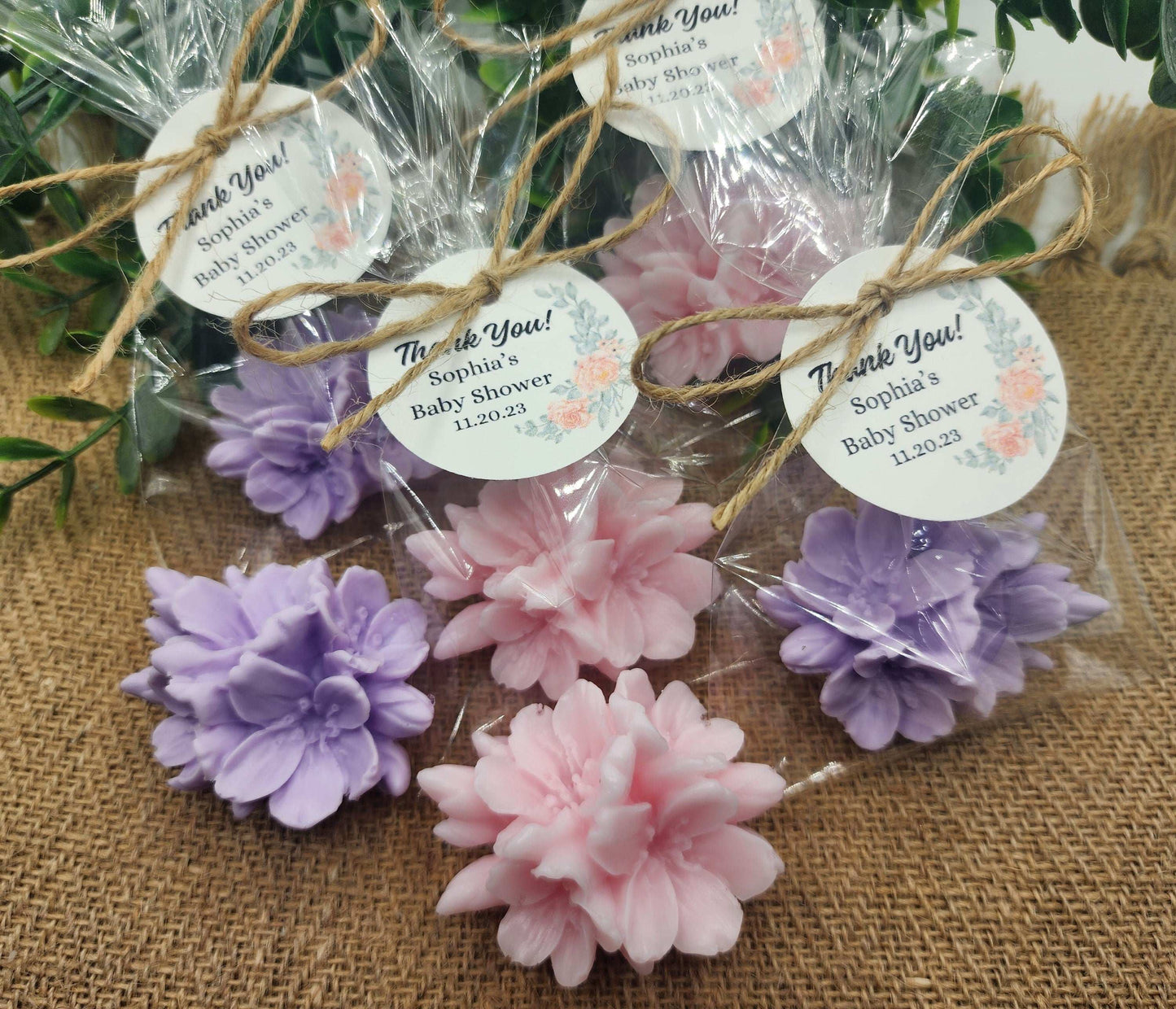 Cherry Blossom Flower Soap Favors Baby In Bloom Decorations Dusty Blue Floral Bridal Gift Pink Flowers Baby Shower Party Gift