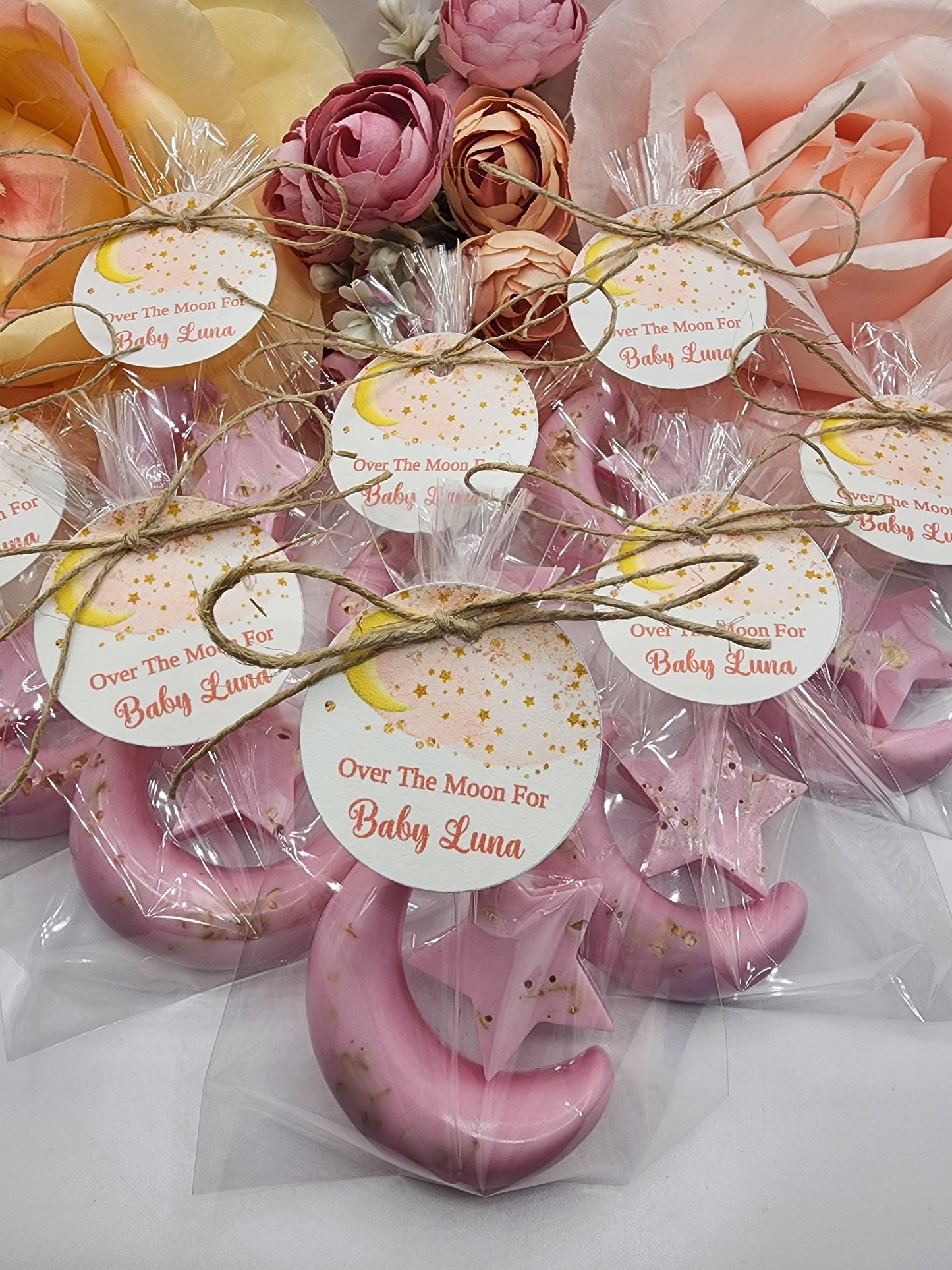 Over the moon soap favors twinkle twinkle little star moon and star soap favors baby shower favors bridal shower favor wedding shower favor