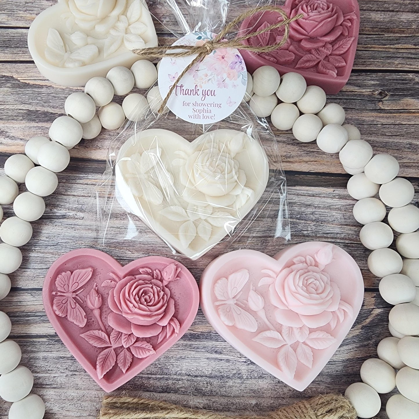 Heart Shaped Soap Favors Baby Shower Wedding Shower Gift For Guests Bridesmaid Gift Floral Rose Gift For Mothers Day Valentine's Day