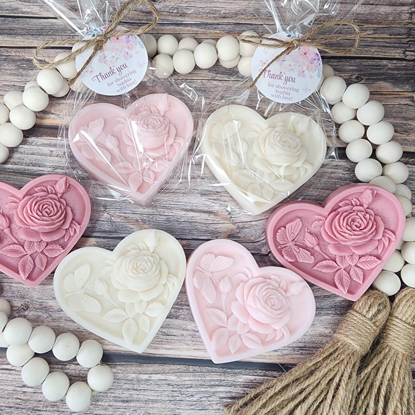 Heart Shaped Soap Favors Baby Shower Wedding Shower Gift For Guests Bridesmaid Gift Floral Rose Gift For Mothers Day Valentine's Day