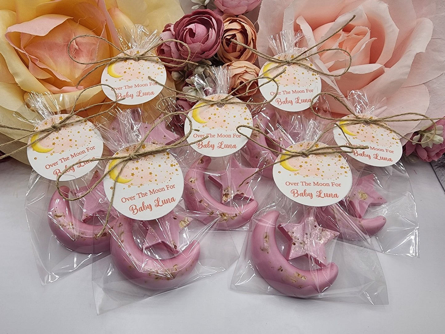 Over the moon soap favors twinkle twinkle little star moon and star soap favors baby shower favors bridal shower favor wedding shower favor